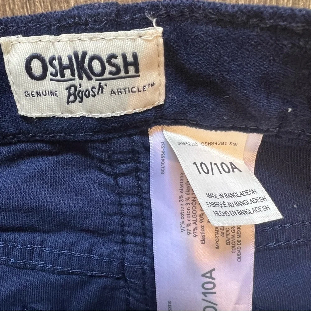 OshKosh B’Gosh Kids Velvet Navy Blue Adjustable Waist Pants Trousers Size 10